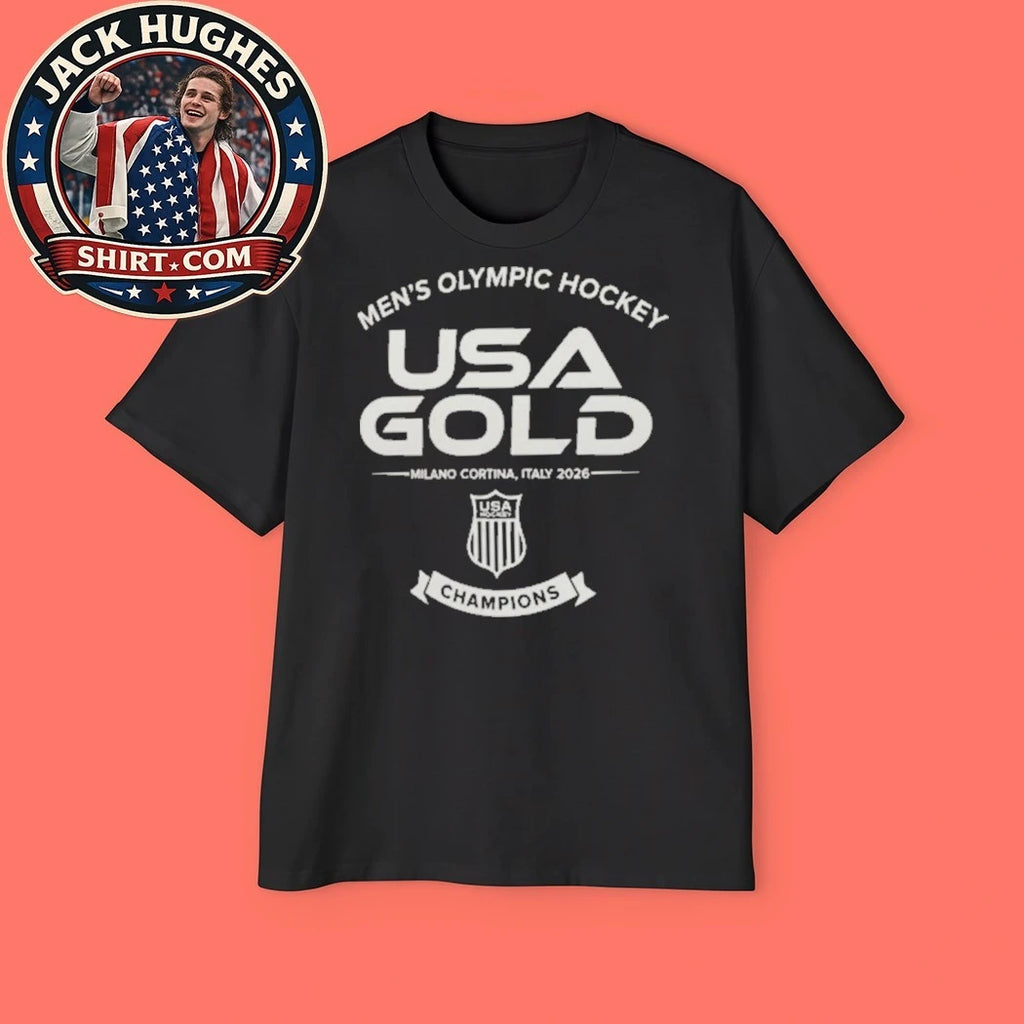 Men’s Olympic Hockey Usa Gold Milano Cortina Italy 2026 Usa Champion Logo T-Shirt