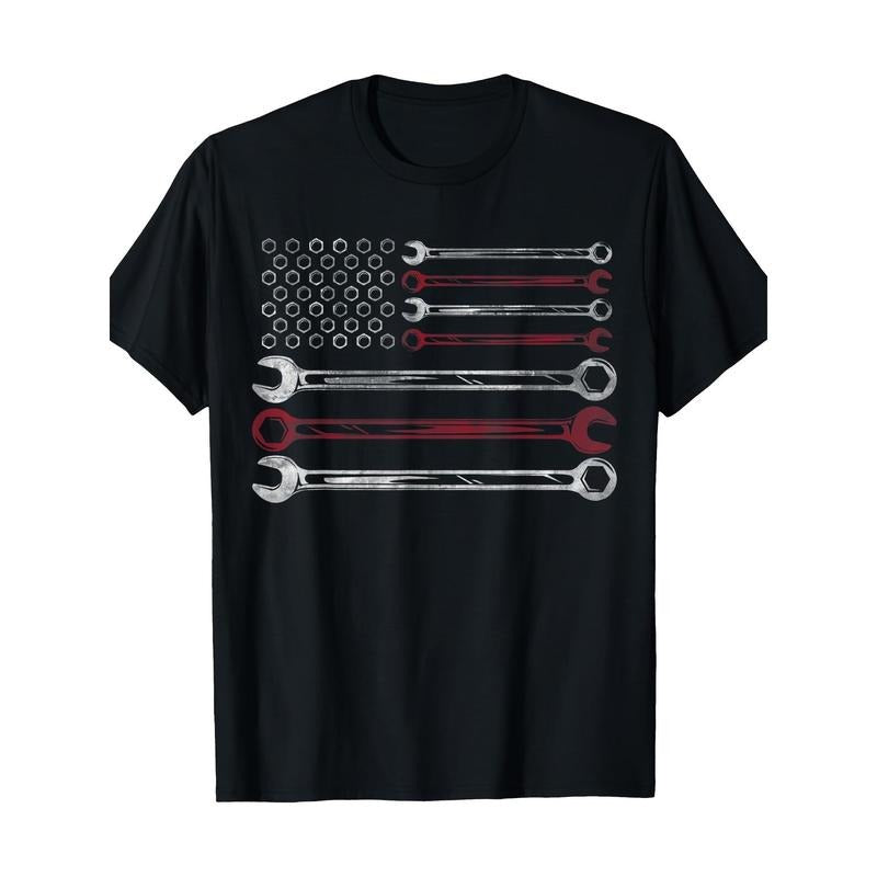 Mens Patriotic Mechanic Flag American Car Repairman Gift USA Flag T-Shirt 100% Cotton Hoodie, Sweatshirt | HypeCrazeTee.com