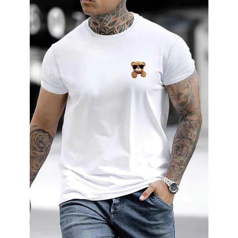 Mens Trendy Teddy Bear Graphic T-Shirt