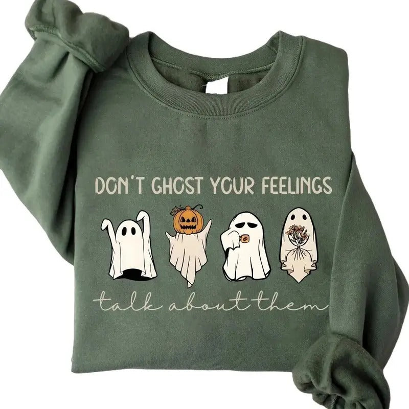 Mental Health Halloween Don'T Ghost Your Feelings Mental Health Awareness Halloween School Psychologist Shirt School Counselor Cute Halloween T-Shirts, Hoodie, Sweatshirt