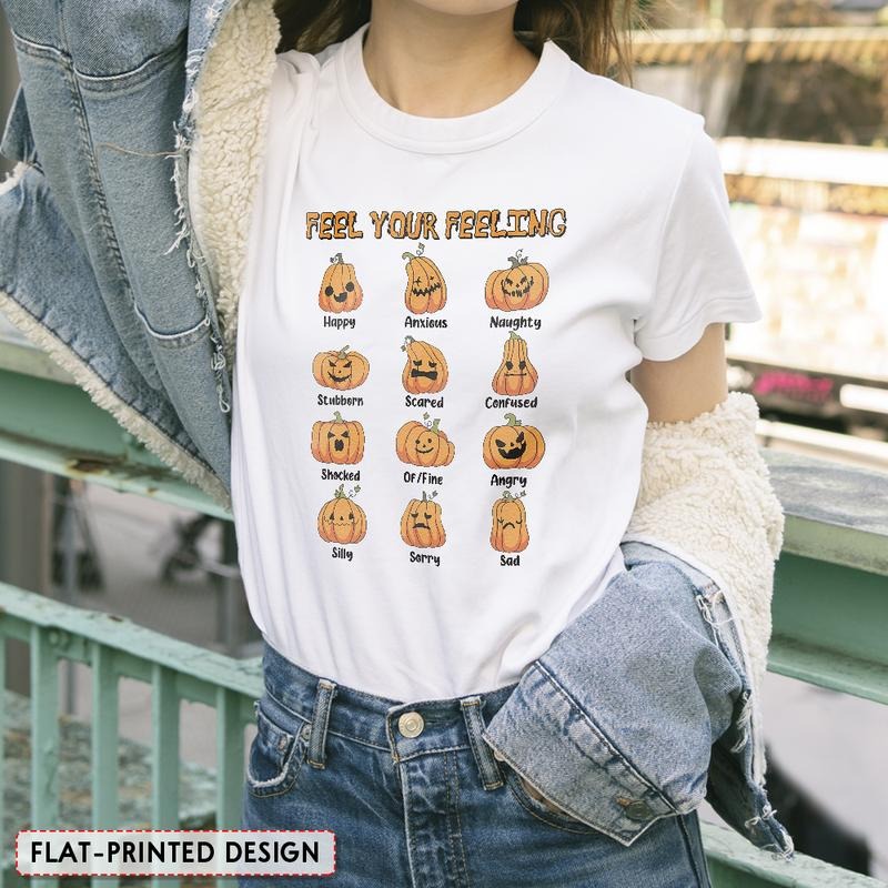 Mental Health Halloween T-shirt Halloween Pumpkin Mental Health Awareness Shirt Feel Your Feeling Halloween Shirt...
