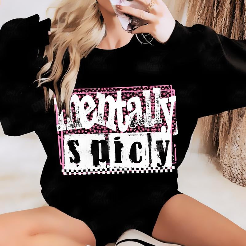 Mentally Spicy Snarky Sarcastic Funny Sweater, Mental Health Retro Checkered Shirt, Sarcasm Sassy Funny Mom Tee, Mother's...