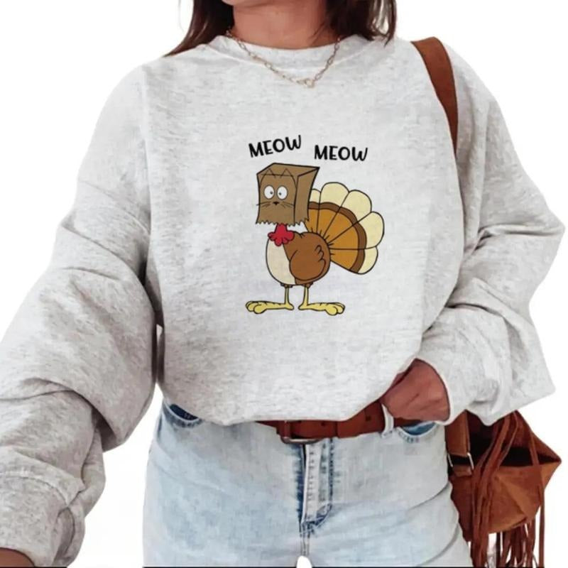 Meow Meow Funny Turkey Thanksgiving Sweatshirt, Love Fall Y'All Shirt, Hello Pumpkin, Fall Vibes, Peace Love...