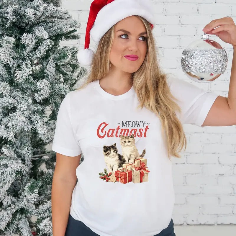 Meowy Catmas Sweatshirt, Christmas Sweater for Cat Lover, Meowy Christmas Sweater, Cat Lover Christmas, Christmas Cat Mom...