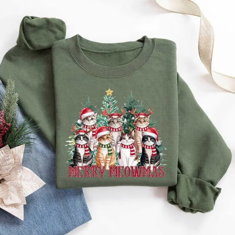 Meowy Cat Cat Lover Xmas Funny Cat Shirt Cat Lover Cat Mom T-Shirts, Hoodie, Sweatshirt