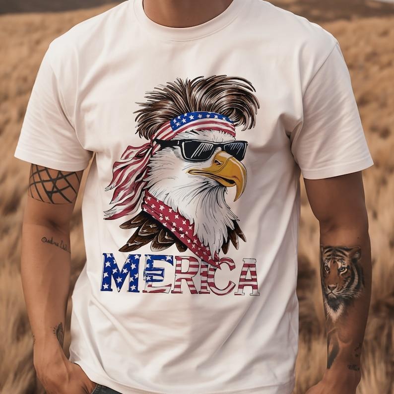 Merica Mullet Eagle Shirt 2024 USA trendy 4th fourth of July T-shirts  T-shirt, sweater and Hoodie Sweatshirt
