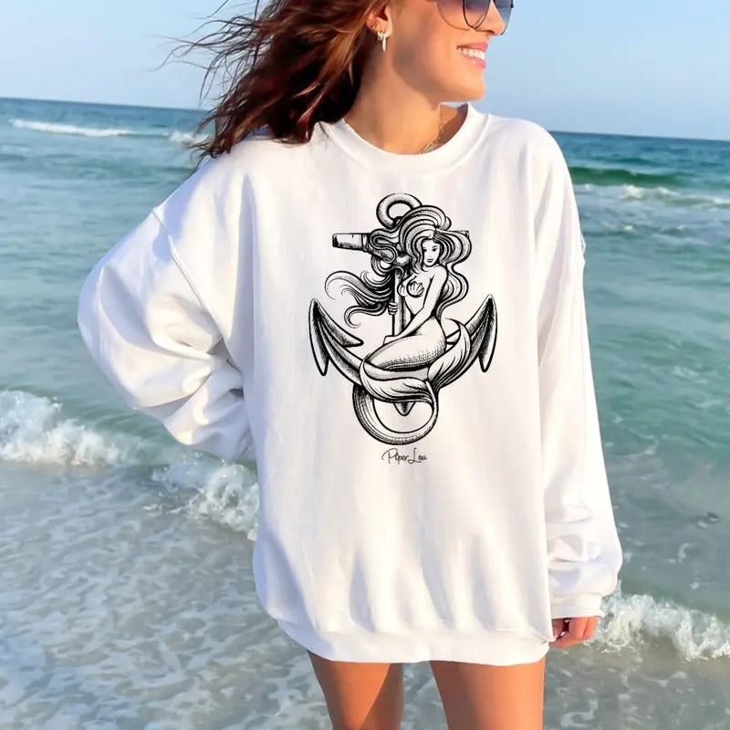 Mermaid Anchor Sweatshirt Womenswear T-Shirts, Hoodie | HypeCrazeTee.com