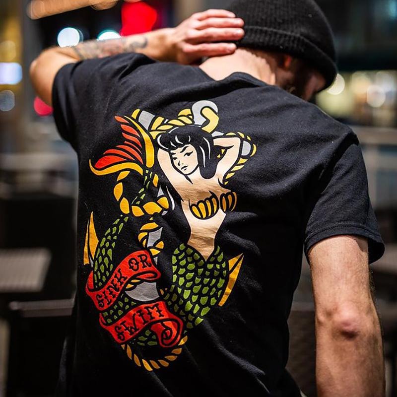 Mermaid retro print men's casual t-shirt - Naughty Clothes Men Hoodie, Sweatshirt | HypeCrazeTee.com