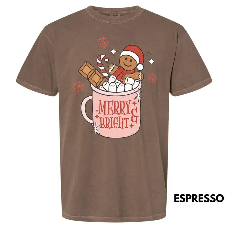 Merry & Bright Gingerbread Comfort Colors T-Shirt Hoodie, Sweatshirt | HypeCrazeTee.com