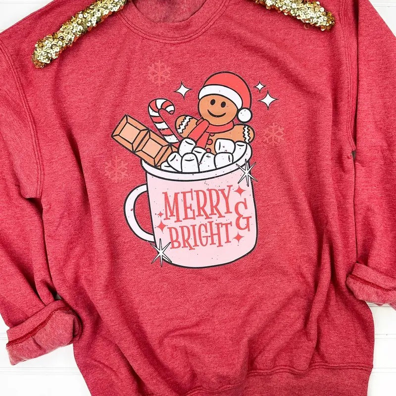 Merry & Bright Gingerbread Sweatshirt T-Shirts, Hoodie | HypeCrazeTee.com