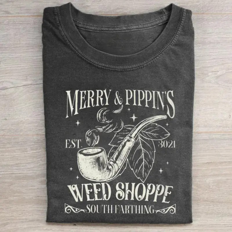 Merry & Pippin's Weed Shoppe Vintage T-Shirt - Merry Brandybuck & Pippin