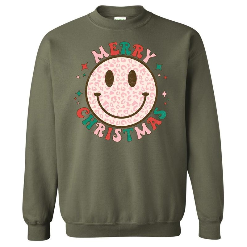 Merry Cheetah Christmas Happy Face Sweatshirt 'NLB' T-Shirts, Hoodie | HypeCrazeTee.com