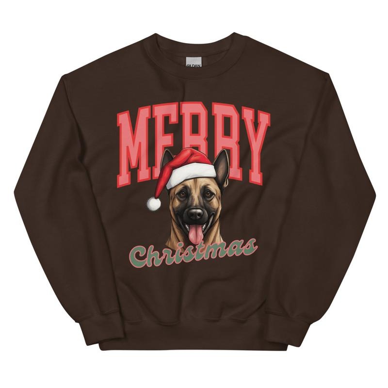 Merry Christmas Belgian Malinois Sweatshirt, Christmas Dog, Festive Holiday Crewneck, Custom Sweatshirt T-Shirts, Hoodie