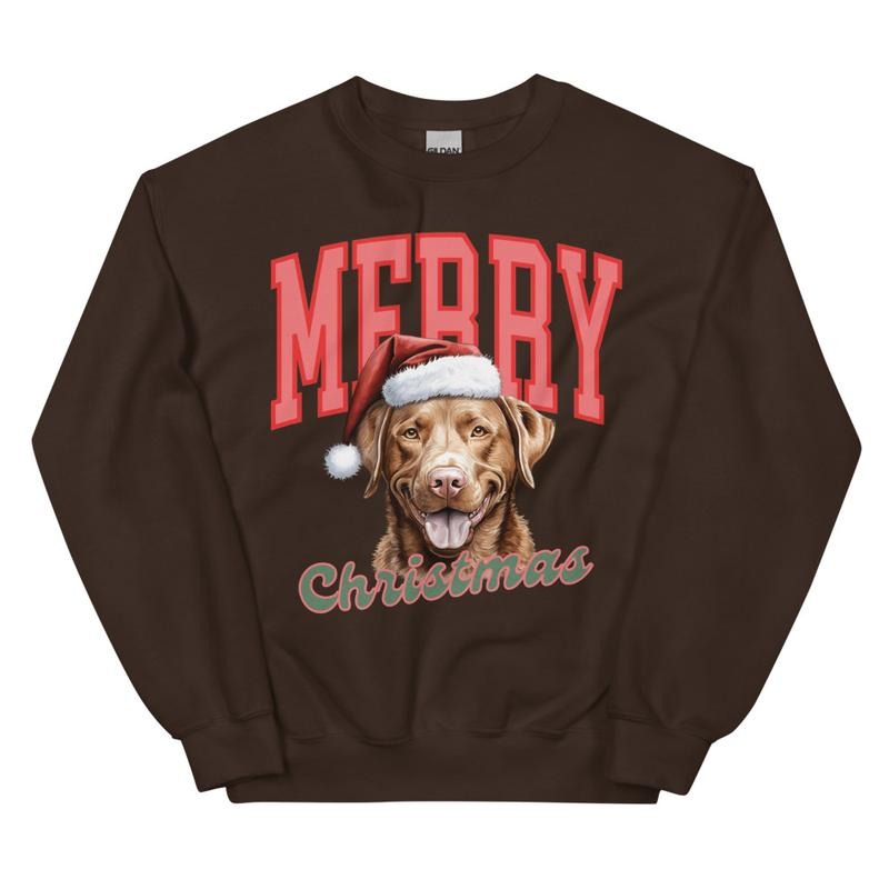Merry Christmas Chesapeake Bay Retriever Sweatshirt, Christmas Dog, Festive Holiday Crewneck, Custom Sweatshirt T-Shirts,...