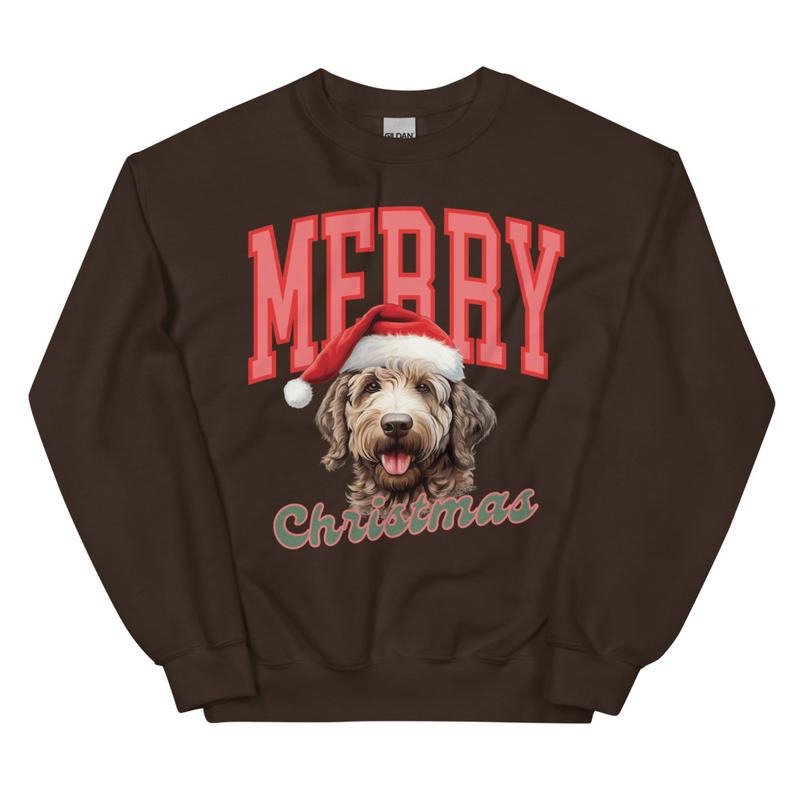 Merry Christmas Labradoodle Sweatshirt, Christmas Dog, Festive Holiday Crewneck, Custom Sweatshirt T-Shirts, Hoodie