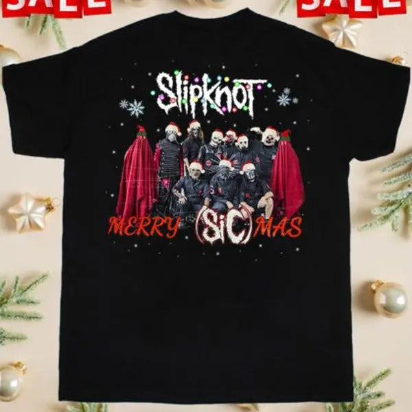 Merry Christmas Slipknot Band Unisex Shirt Rock band Graphic Cotton Hoodie, Sweatshirt | HypeCrazeTee.com