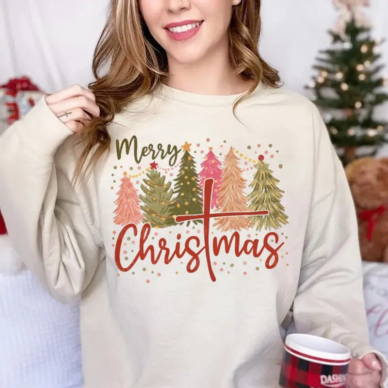 Merry Christmas Sweatshirt Tshirt, Christmas Cross Shirt, Merry Christmas With Cross Tshirt, Unisex Short Sleeve Tee Hoodie
