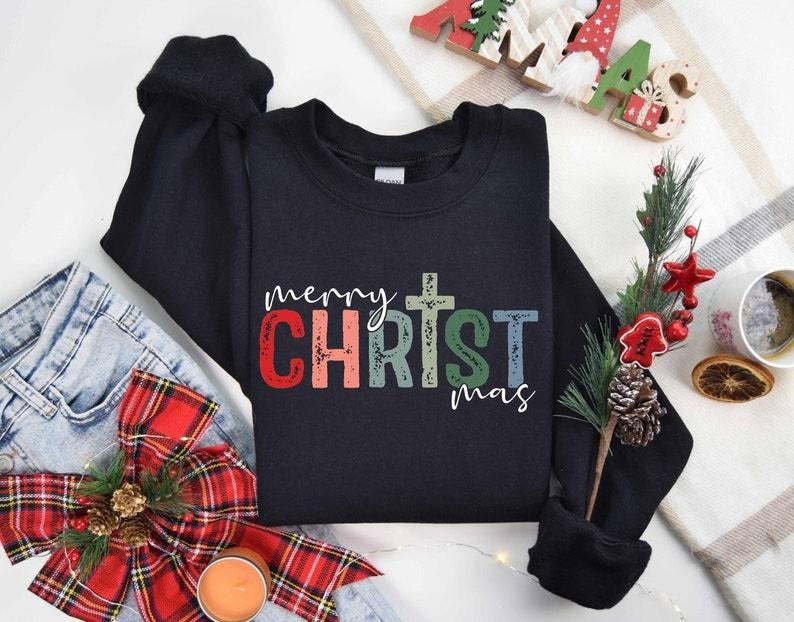 Merry Christmas Sweatshirt, Christmas Jesus Sweatshirt, Jesus Christmas Sweatshirt, Religion Sweatshirt, Gift For...