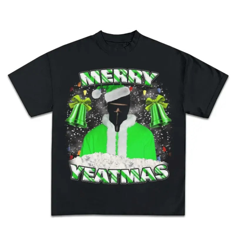 Mery Yeatmas Green Santa Yeat Christmas Graphic Rap Tee Shirt Streetwear Menswear Top Hoodie, Sweatshirt | HypeCrazeTee.com