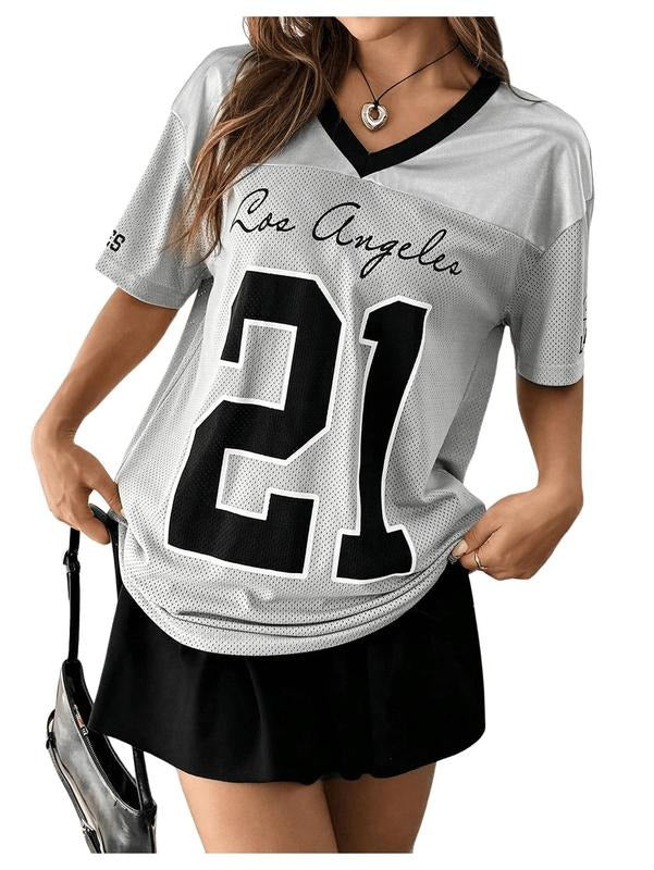 Mesh Football Jersey Graphic V Neck Short Sleeve Y2k Jersey Shirt Tee Top Hoodie, Sweatshirt | HypeCrazeTee.com