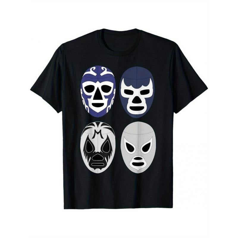 Mex-Art Demon Blue Lucha Libre Mexican Wrestler Legend T-Shirt Hoodie Shortsleeve Casual Sweatshirt | HypeCrazeTee.com