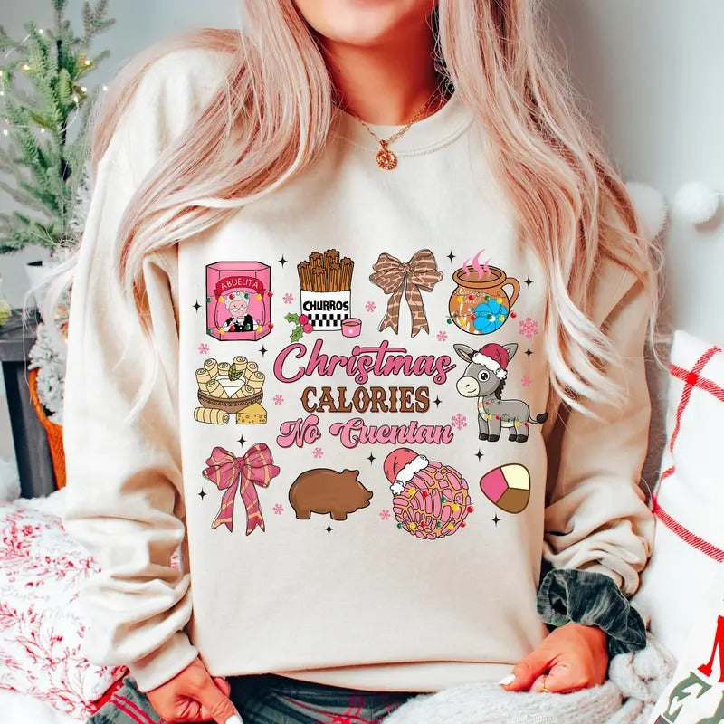 Mexican Christmas Tshirt Sweatshirt, Coquette Christmas Tis The Season Shirt, Pan Dulce Christmas Tree, Unisex Sweater...