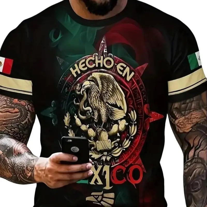 Mexico Symbol Digital Print Men's Novelty T-shirt for Summer Outdoor Sports Hoodie, Sweatshirt | HypeCrazeTee.com