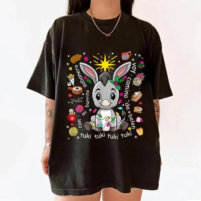 Mi Burrito Sabanero Mexican Tshirt Sweatshirt Hoodie, Feliz Navidad Coquette Christmas, Tuki Tuki Donkey Latino Xmas,...