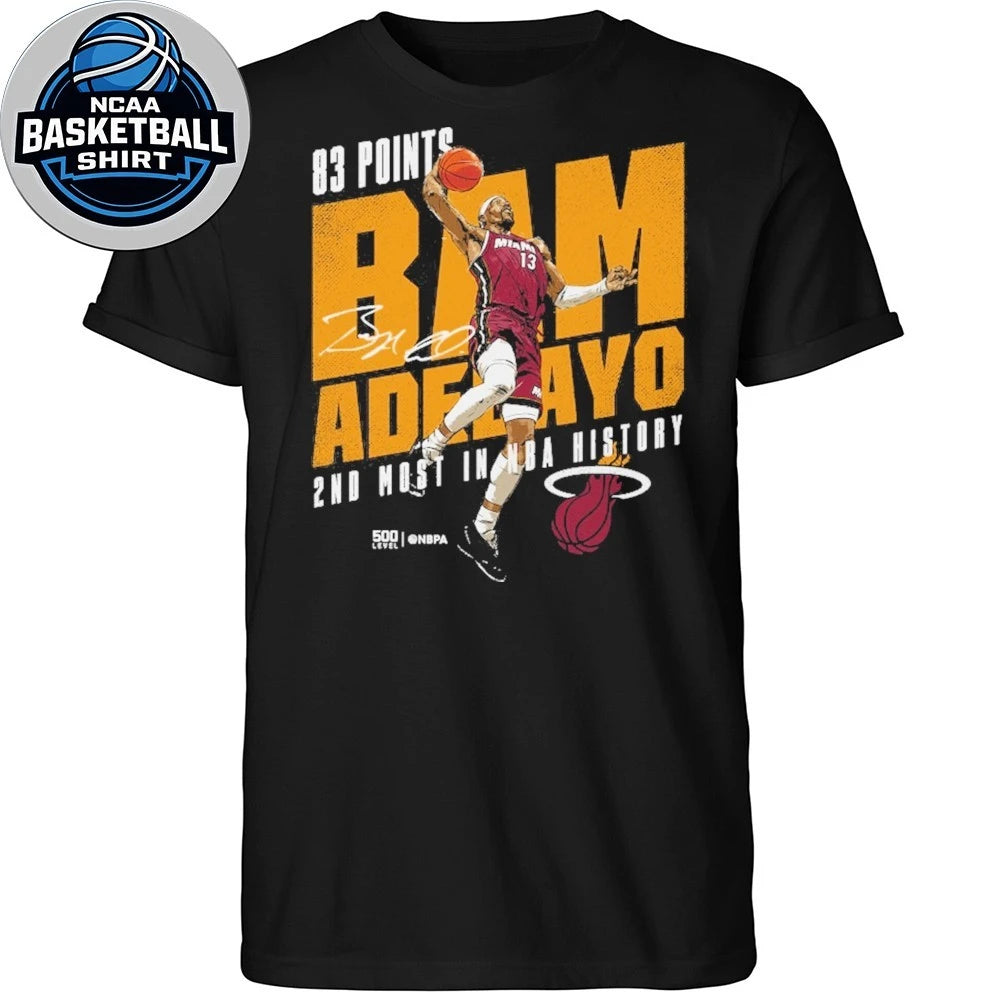 Miami Heat Bam Adebayo 500 Level Black 83 Points T-Shirt