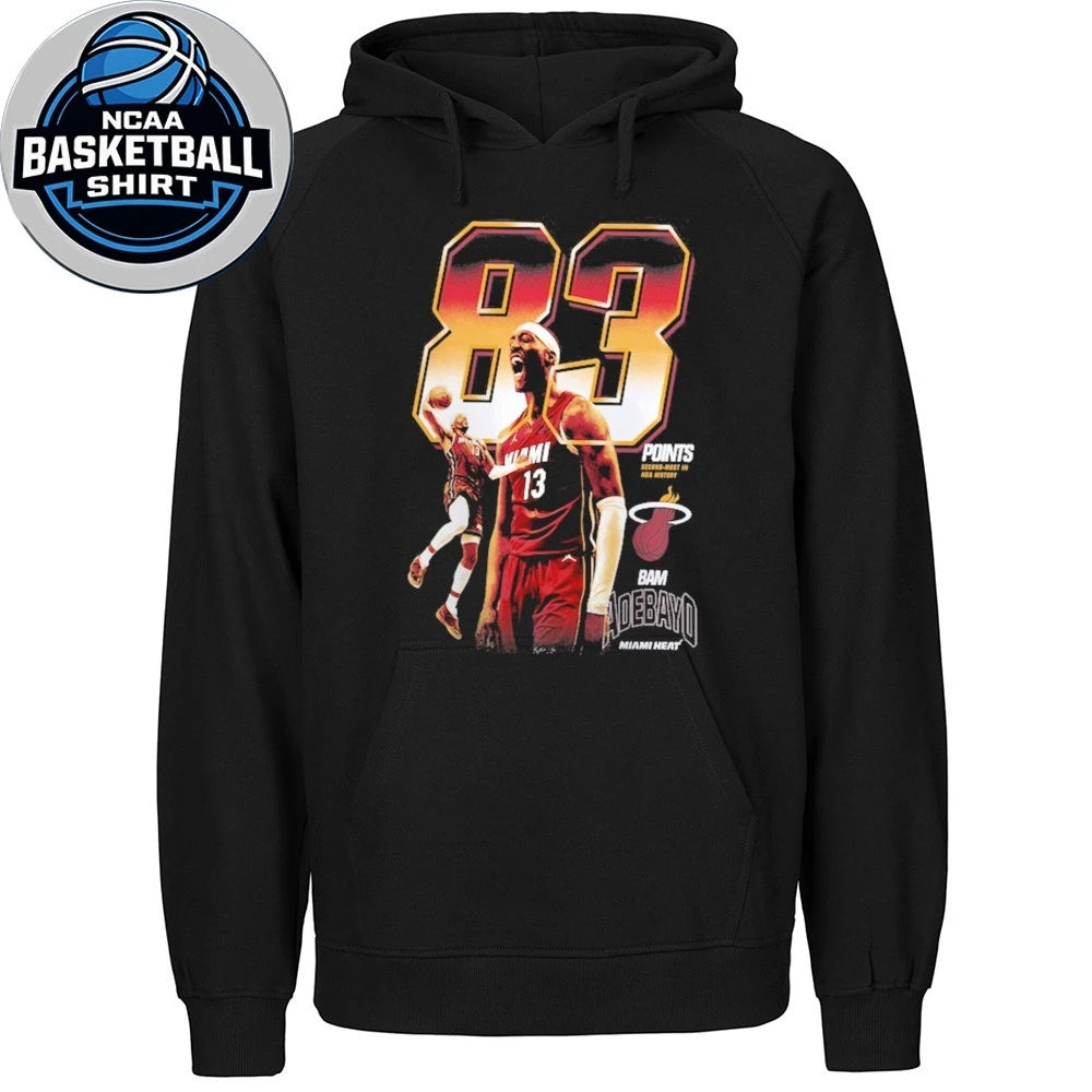 Miami Heat Bam Adebayo Black Second-Most Points in an NBA Game Milestone Shirt