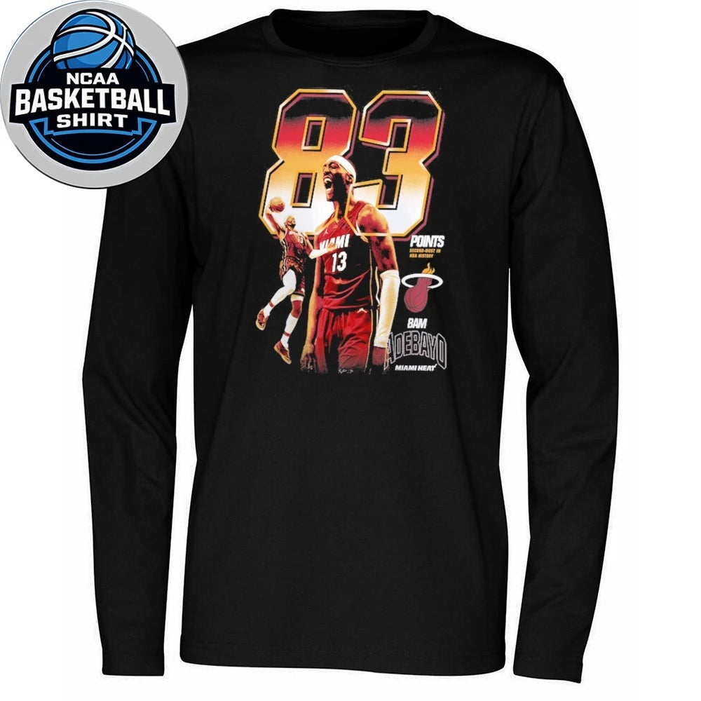 Miami Heat Bam Adebayo Black Second-Most Points in an NBA Game Milestone Shirt