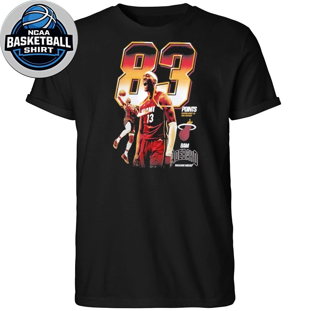 Miami Heat Bam Adebayo Black Second-Most Points in an NBA Game Milestone Shirt