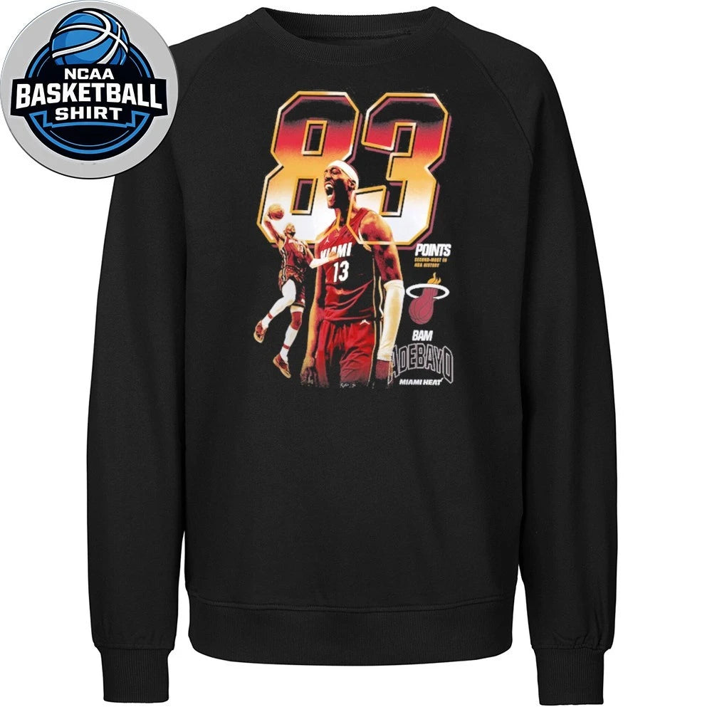 Miami Heat Bam Adebayo Black Second-Most Points in an NBA Game Milestone Shirt