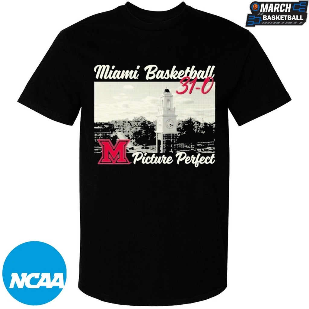 Miami RedHawks 2026 Men’s Basketball 31-0 Picture Perfect T-Shirts