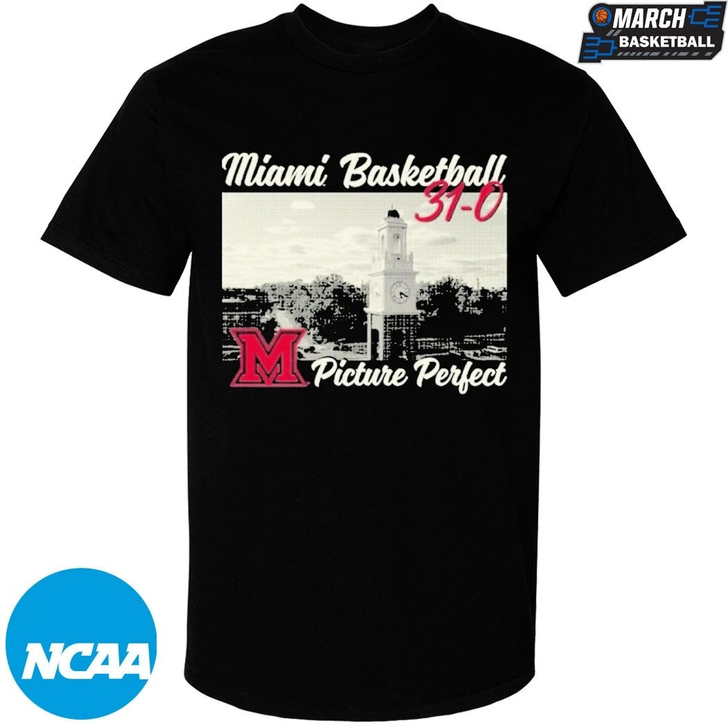 Miami RedHawks 2026 Men’s Basketball 31-0 Picture Perfect T-Shirts