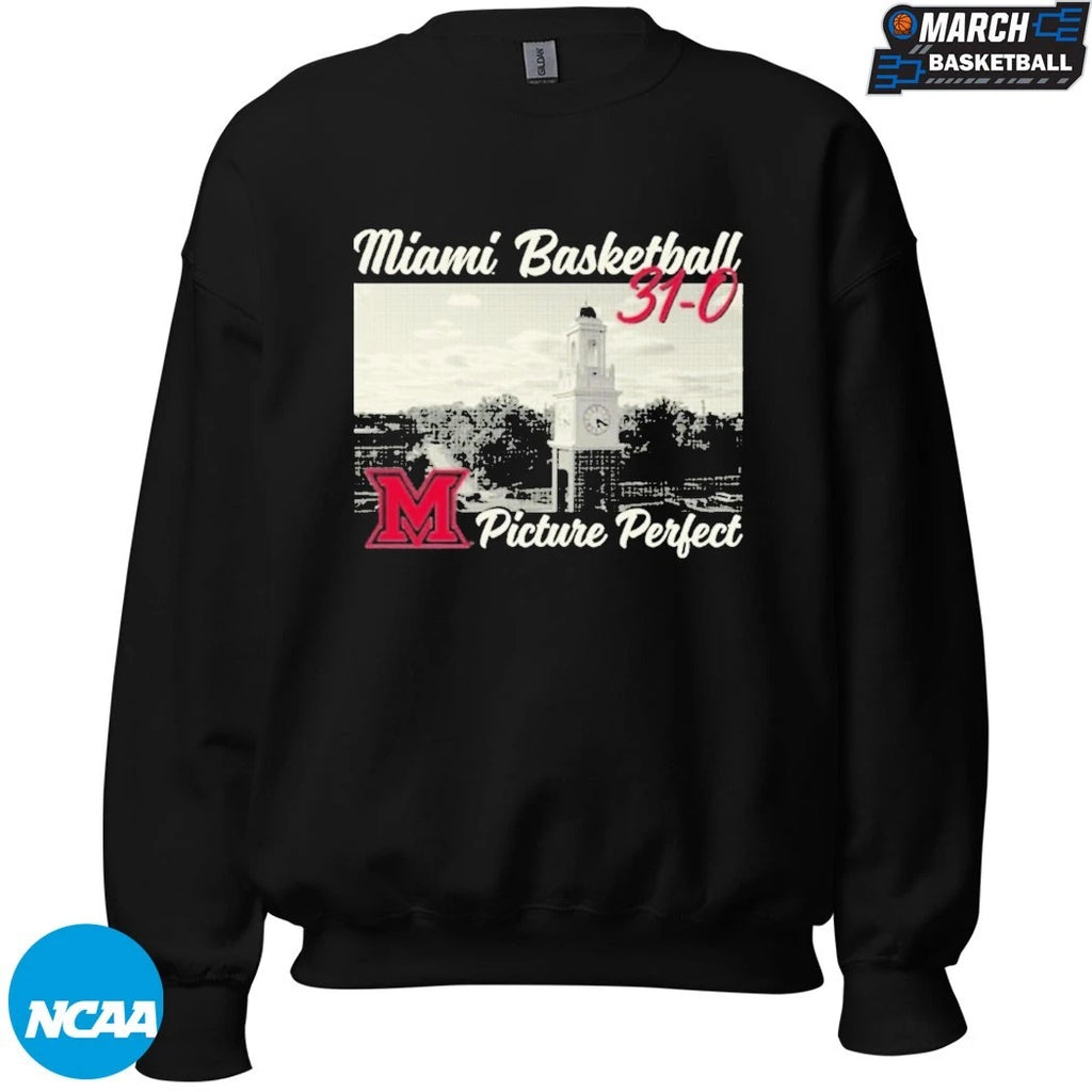 Miami RedHawks 2026 Men’s Basketball 31-0 Picture Perfect T-Shirts