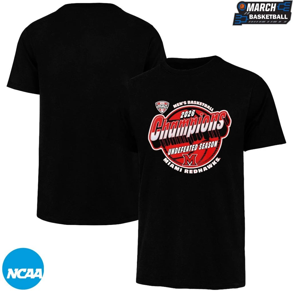 Miami RedHawks 2026 Men’s Basketball Undefeated Season MAC Champions T-Shirts