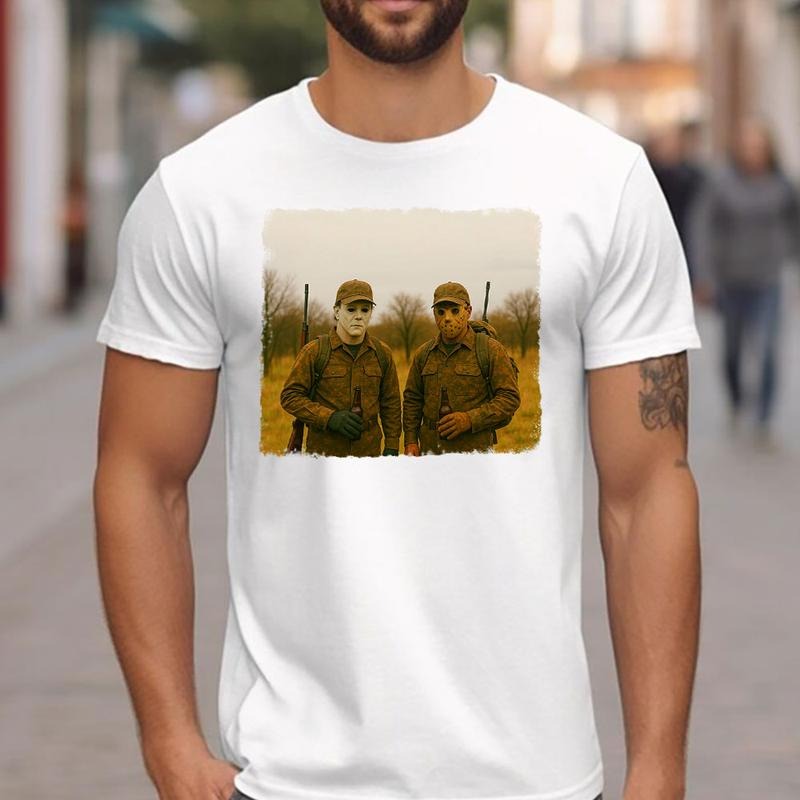 Michael & Jason Hunting Chillin Shirt, Horror Characters Shirt, Trending Shirt Hoodie, Sweatshirt | HypeCrazeTee.com