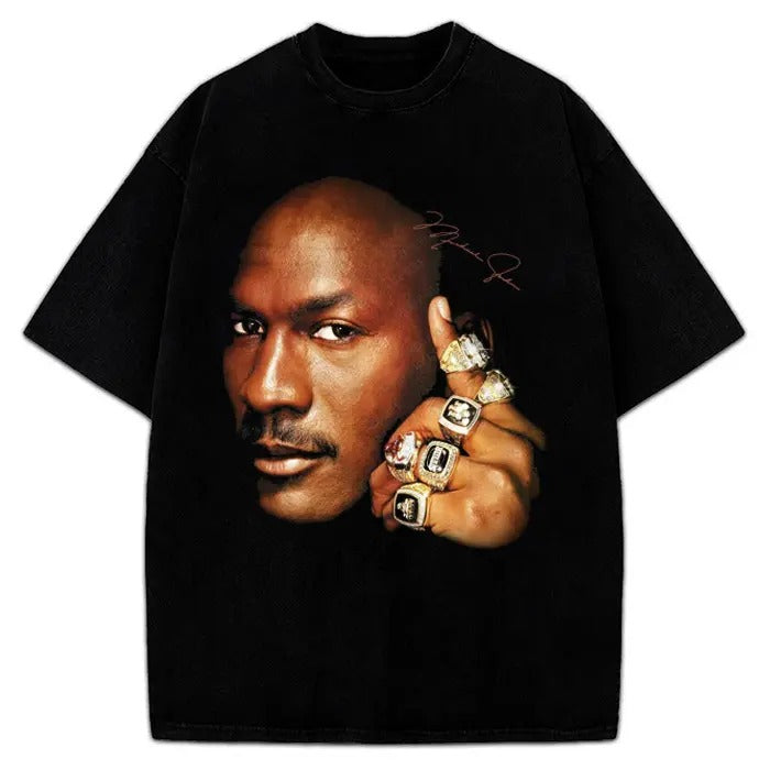Michael Six Championship 6 Rings Graphic Tee 90's T-Shirt Streetwear Crewneck Cotton Menswear Soft Hoodie, Sweatshirt