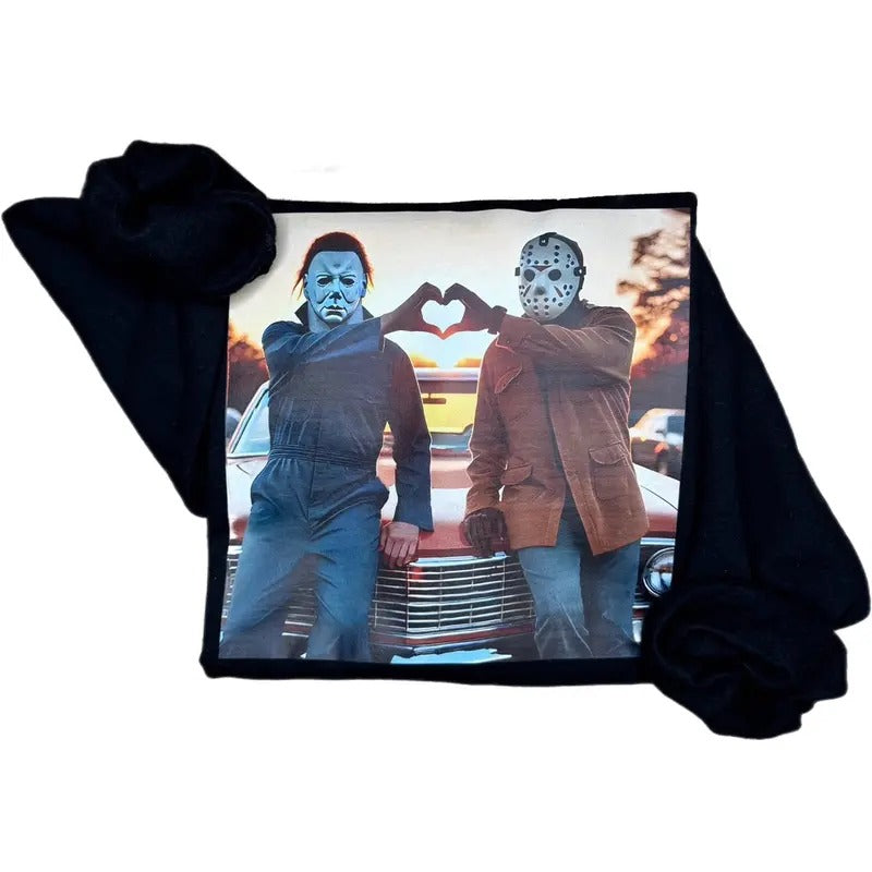 Michael and Jason Hand Hearts Sweatshirt,Michael and Jason Halloween Sweatshirt, Spooky Sweatshirt T-Shirts, Hoodie