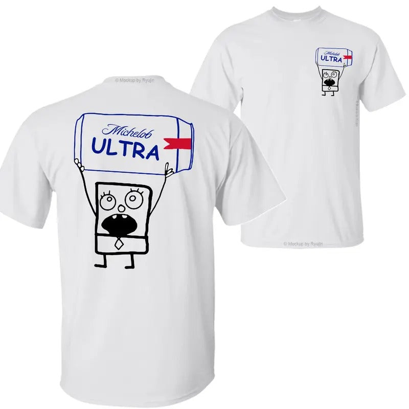 Michelob Ultra Beer Doodlebob T-shirt Sweatshirt Hoodie, Doodlebob Shirt, Michelob Ultra Beer Shirt, Double Sided Graphic...