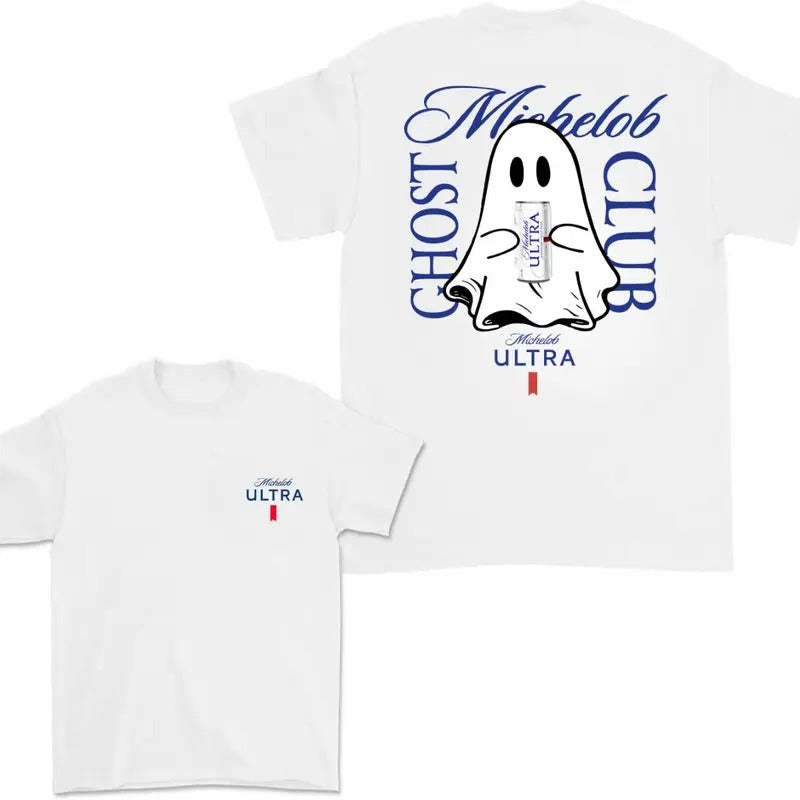 Michelob Ultra Cute Boo Ghost Halloween 2 Sided T-Shirt, Michelob Ultra Halloween Shirt, Halloween Cute Ghost Trendy...