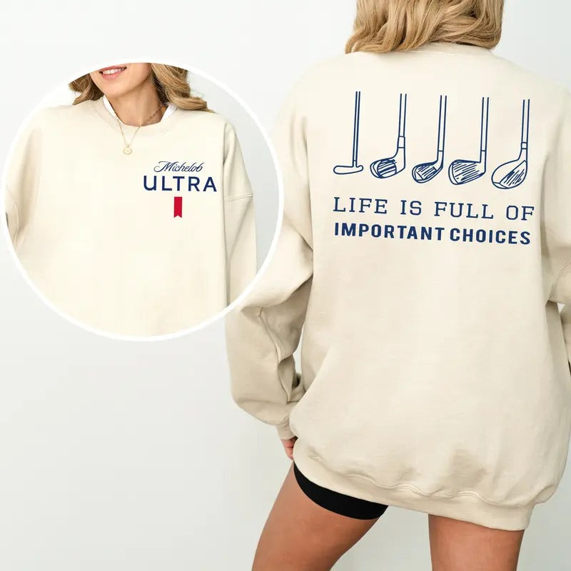 Michelob Ultra Golfing 2-Sided Sweatshirt, Soft Cotton Fabric, Perfect for Golf Lovers, Casual Unisex Sportswear, Stylish...