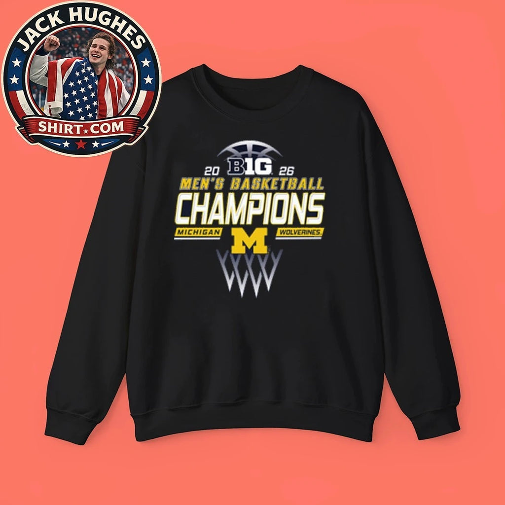 Michigan Wolverines Navy Blue Blue 84 2026 Big Ten Men’s Basketball Regular Season Champions Logo T-Shirt