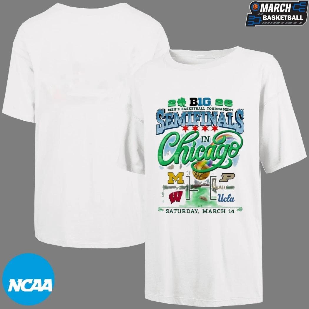 Michigan Wolverines Purdue Boilermakers Wisconsin Badgers UCLA Bruins Big Ten Men’s Basketball tournament  Green River Semifinals In Chicago 2026 T-Shirts