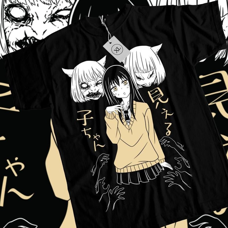Mieruko Chan T-Shirt S-4XL Miko Yotsuya Ghost Manga Mier Girl Horror Anime Gift Shirt Hoodie, Sweatshirt | HypeCrazeTee.com