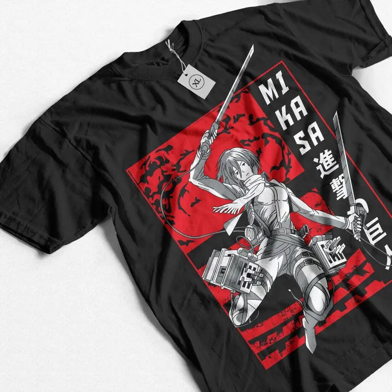 Mikasa T-Shirt S-4XL Attack on Titan Shirt Shingeki No Kyojin Horror Anime AOT shirtstyle{n002}2 Hoodie, Sweatshirt