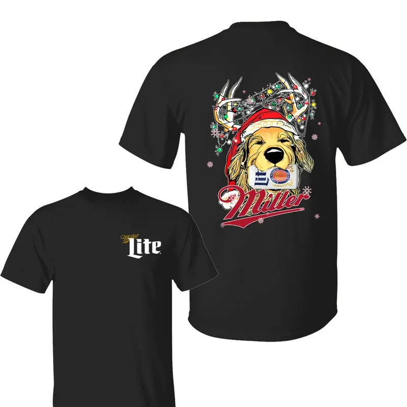 Miler Lite Hunting Dog Christmas Shirt , Miler Lite Shirt, Hunting Shirt, Unisex Classic Cotton 2 Side Graphic Print in...