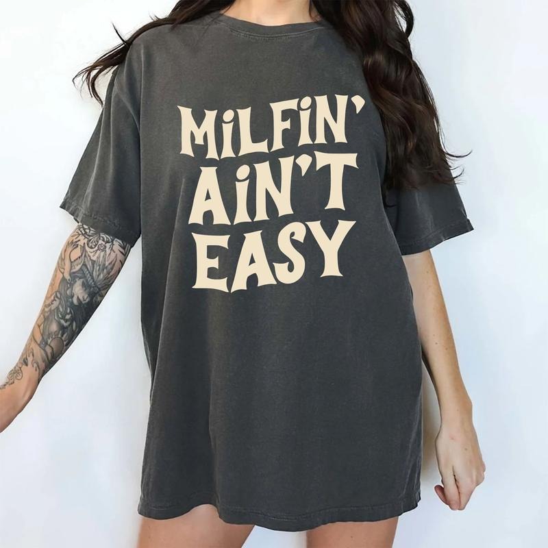 Milfin' Ain't Easy Comfort Colors Shirt, Funny Milf And Cookies T-shirt, Cool Mom Graphic Tee, Positive Mom Life...
