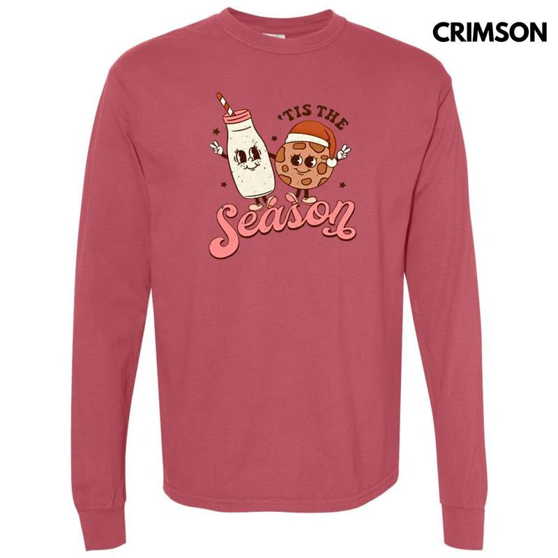 Milk & Cookies Tis The Season Long Sleeve Comfort Colors T-Shirt Hoodie, Sweatshirt | HypeCrazeTee.com